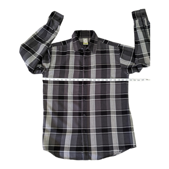 Burton Dryride Men's Plaid Button Up Size S Long Sleeve Gray Black White - Picture 4 of 12